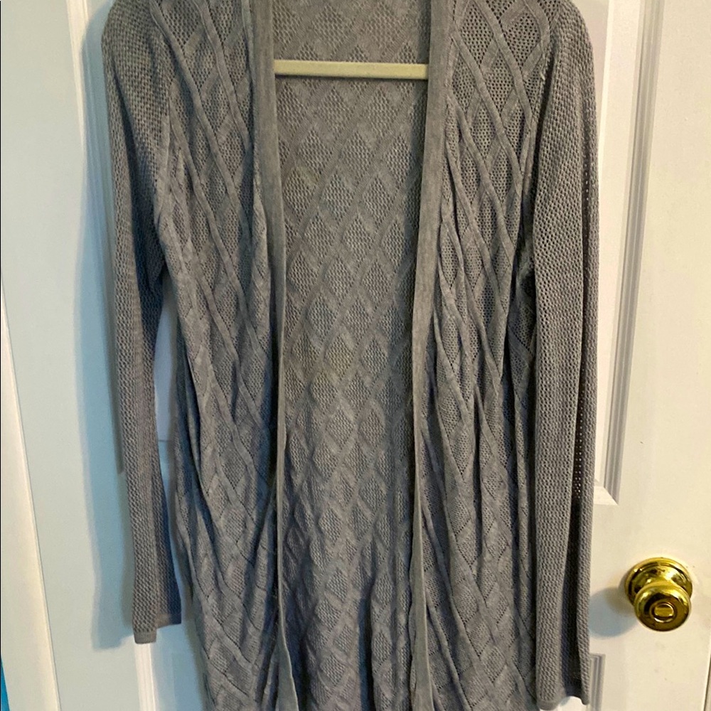 Belldini Gray Cable Knit Cardigan Sweater
